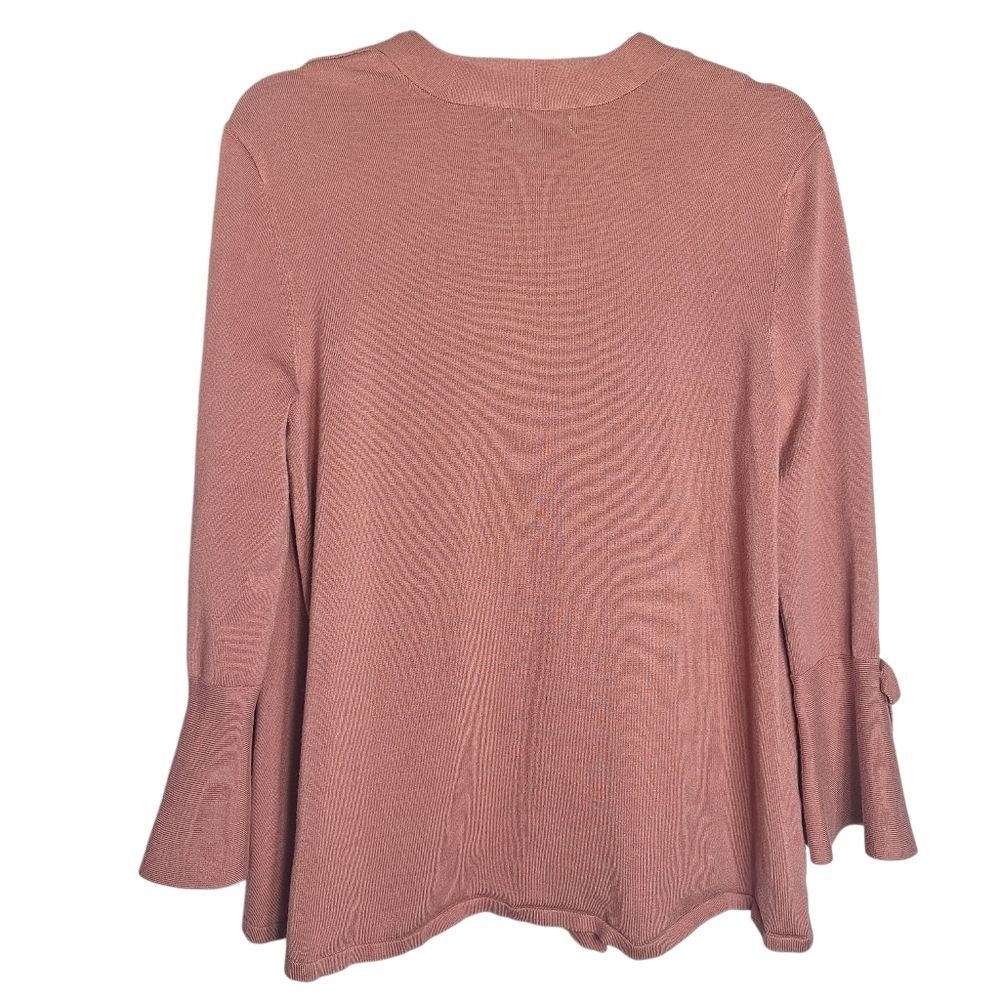 Alfani Open Front Cardigan Long Sleeve Slit Bell Cuff Bow Tie Large Rose Pink - Picture 8 of 9
